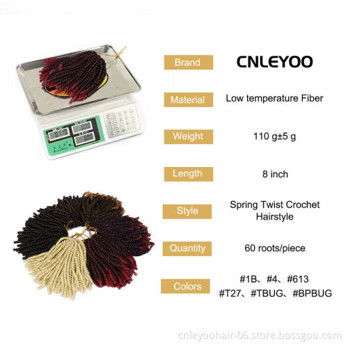 8 Inch Spring Twist Crochet Hair For Beauty Fashion 60 Roots Passion Twist Pre-Looped Crochet Braids For Women